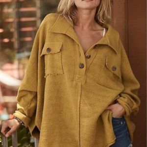 Free People, FP Beach, Rowan Henley Pullover Oversized Sweater, Size XS